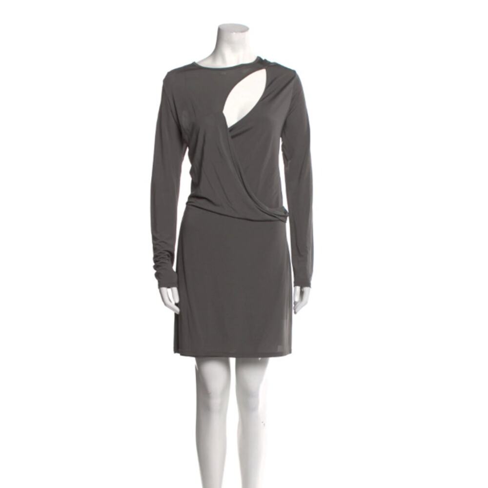 Mason Size M‎ Bateau Cutout Surplice Neckline Long Sleeve Gray Mini Dress